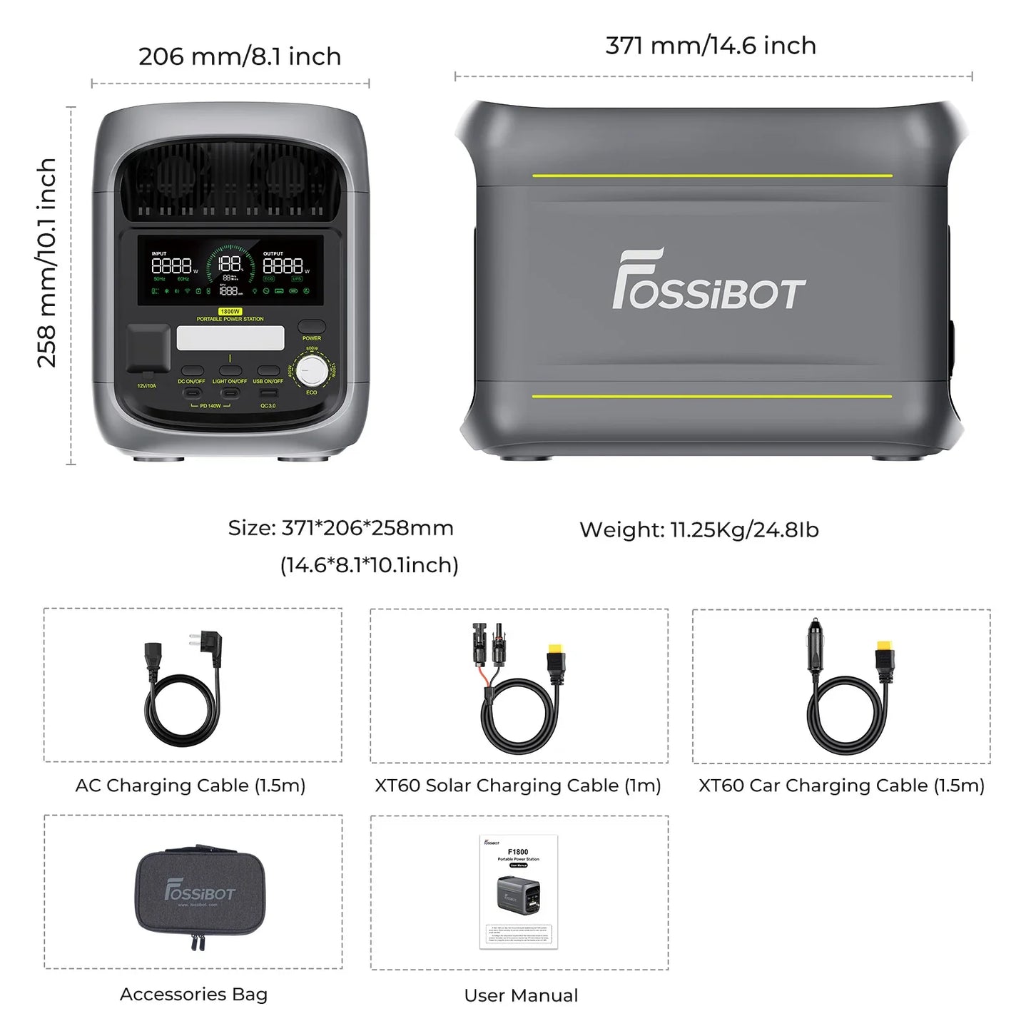 FOSSiBOT F1800 station électrique portable - 1 024 Wh | 1 800 W