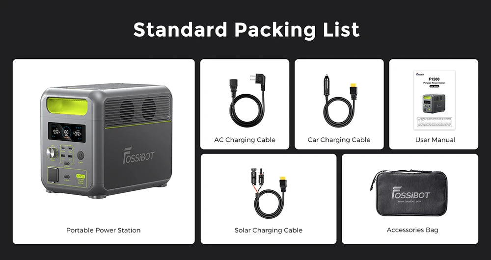 FOSSiBOT F1200 – Station électrique portable 1024 Wh | 1200 W LiFePO4